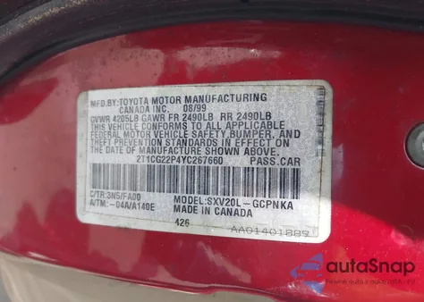 2000 Toyota Camry Solara Se from USA, damaged, VIN 2T1CG22P4YC267660